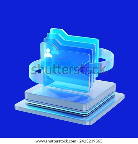 Cyber security of files document and information management with clipping path on blue background.