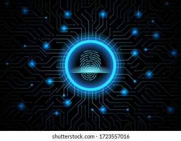 Cyber security fingerprint dark blue abstract