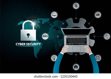 Cyber Security Global Communication Network Concept Stock Illustration ...