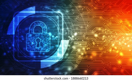 Cyber Security and safety information, personal data concept. Digital Padlocks on abstract technology background, Technology security concept. Modern safety digital background. Protection system