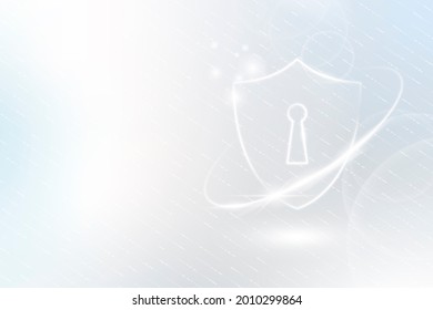 Cyber Security Technology Background With Data Protection Shield Icon In White Tone
