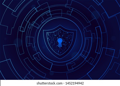 Cyber security technology concept , Shield With Keyhole icon , personal data .