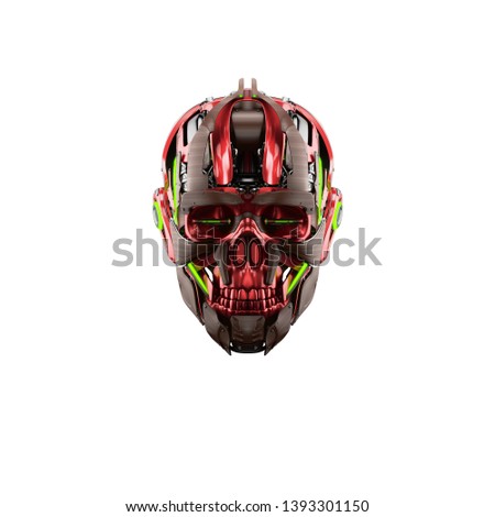 Cyber skull in front 3d rendering