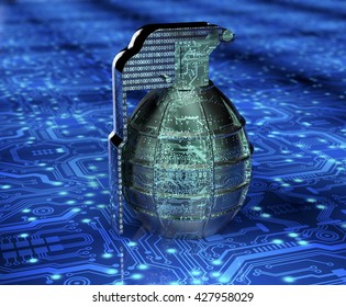 cyber terrorism concept computer bomb in electronic environment, 3d illustration