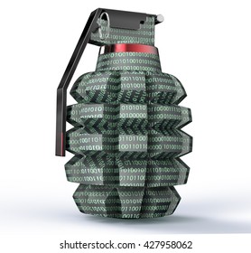 Cyber Terrorism Concept Computer Bomb Isolated On White, 3d Illustration