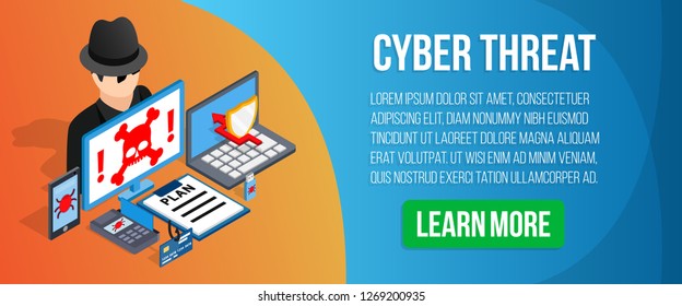 Cyber Threat Concept Banner Isometric Banner Stock Illustration ...