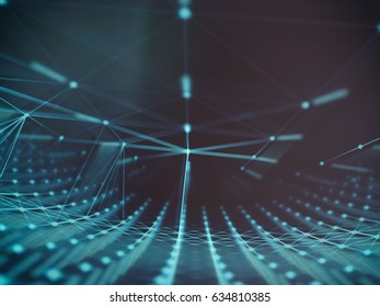 Cyber virtual space technology mesh attack, Futuristic Technology, digitally generated image, 3d rendering