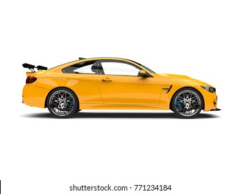 Cyber Yellow Modern Sports Race Car - Side View - 3D Illustration