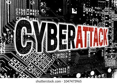 Cyberattack With Circuit Board Concept Background.