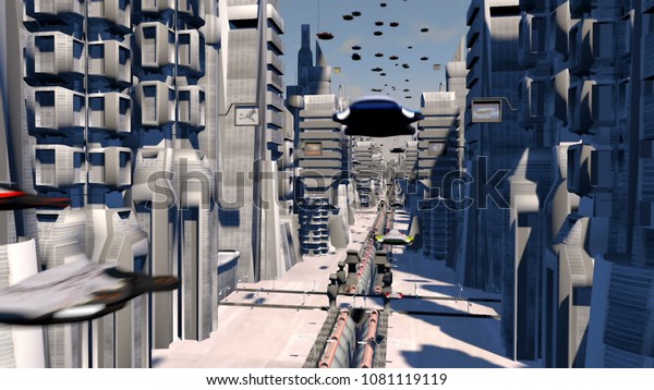 Cybernetic\
City with Futuristic Buildings 3D\
rendering
