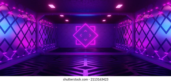 Cyberpunk Club Futuristic Hallway Spaceship Interior Stock Illustration ...