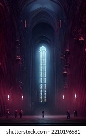 Cyberpunk Gothic Cathedral, Hyperdetailed, Stunning, Arches, Dramatic Lighting, Steps, Entrance, Architecture, Moody, Volumetric Lighting, Concept Art, Digital Art, Intricate Detail, 8k Octane, Jordan