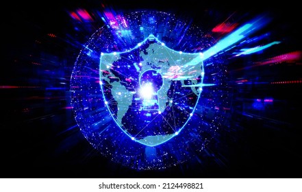 Cybersecurity Concept With Virtual Padlock On Abstract Background - IT Security - Cloud Computing Security