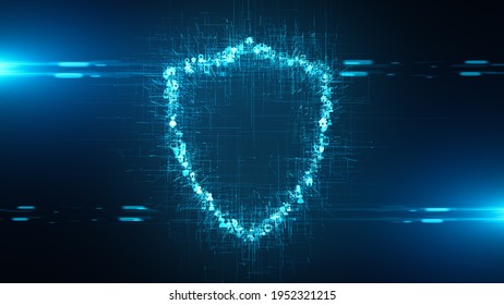 Cybersecurity data security from viruses, malware and hacking using encryption password and internet privacy protection of online and network digital information technology - 3D Illustration Rendering