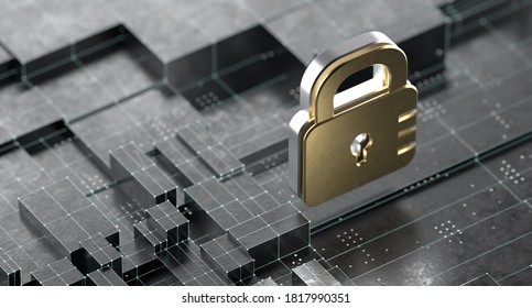 Cybersecurity Digital Technology Security 3D Illustration