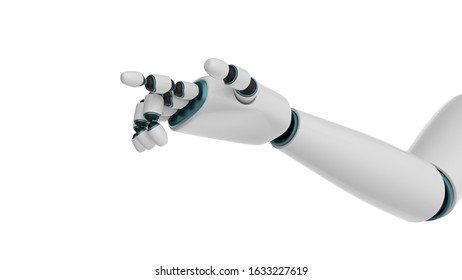 Cyborg arm showing point finger. Robot arm. Isolated on white background. 3D-rendering. - Shutterstock ID 1633227619