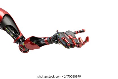 Cyborg am gesturing, asking for something, 3d rendering