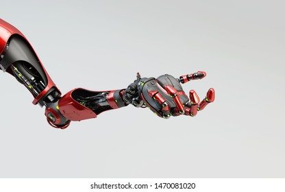 Cyborg am gesturing, asking for something, 3d rendering