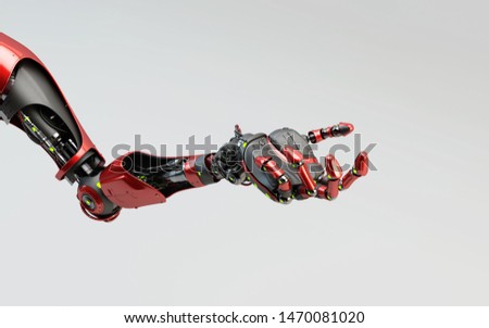 Cyborg am gesturing, asking for something, 3d rendering