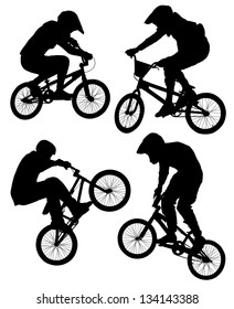 Cycling BMX Silhouette on white background. Raster version with clipping paths