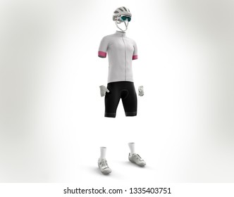 Cycling, Clothing In 3d Illustration, Cyclist Clothing Model In 3d Rendering. D'Italia. White Shirt, Reserved For The Young Person Of Up To 25 Years Who Has The Best Time In The General Classification