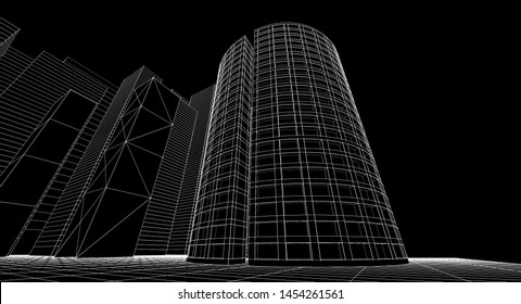 Cylinder Architecture Abstract 3d Illustration Stock Illustration ...