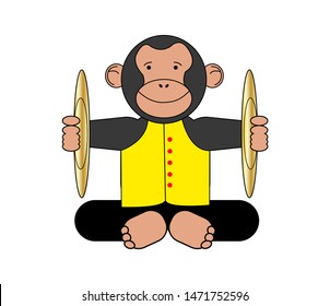 Cymbal Hitting Monkey Toy Cartoon On White