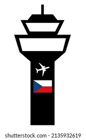 Czech Republic Airport Tower, Illustration Flat Style