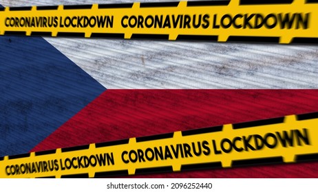 Czech Republic Flag And Coronavirus COVID-19 Lockdown – New Coronavirus Variant Title – 3D Illustration