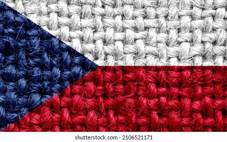 Czech Republic flag on fabric texture. 3D image