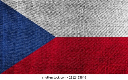 Czech Republic flag on knitted fabric. 3D-image
