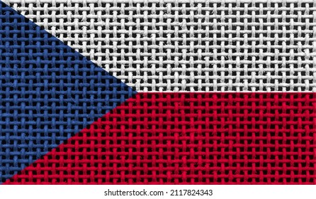 Czech Republic flag on the surface of a metal lattice. 3D image