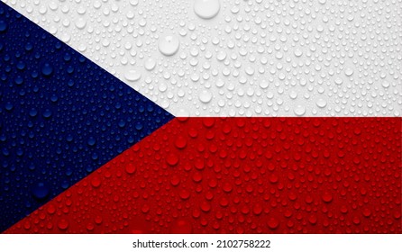 Czech Republic flag on water texture. 3D image