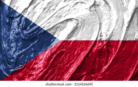 Czech Republic flag on watercolor texture. 3D image