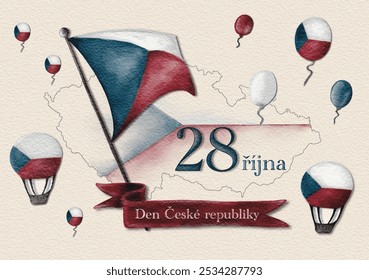 Czech Republic Independence Day celebration with balloons and a national flag illustration - Powered by Shutterstock