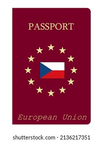 Czech republic passport, illustration flat style