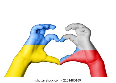 Czech Republic Ukraine Heart, Hand gesture making heart, Pray for Ukraine