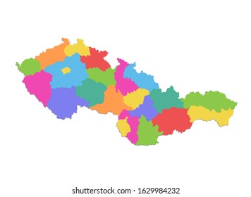 Czechoslovakia Map Administrative Division Colors Map Stock ...