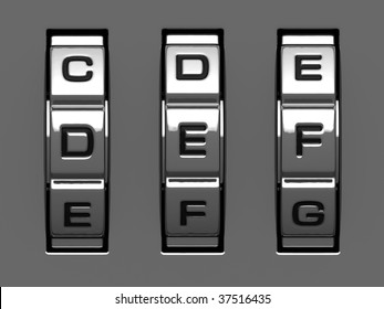 D, E, F Letters From Combination Lock Alphabet