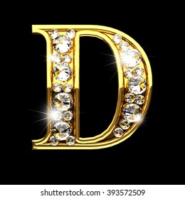 B Isolated Golden Letters Diamonds On: Ilustrações Stock 393572488 ...