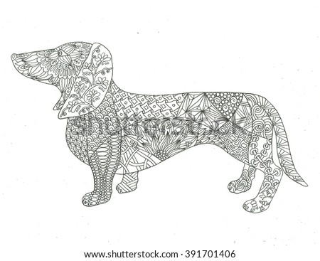 Dachshund Dog Coloring Page Stock Illustration 391701406 - Shutterstock