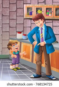 daddy and son illustration