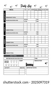 Daily Diabetes Food Tracker Logbook