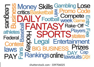 Daily Fantasy Sports Word Cloud On White Background