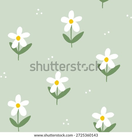 Daisies seamless pattern design. Hand drawn spring print with simple flowers for fabrics, clothes, wallpaper, wrapping paper and baby clothes