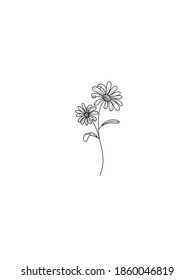 Daisy Minimal Tattoo Design Line Stock Illustration 1860046819 ...