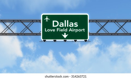 Dallas Love Field USA Airport Highway Sign 3D Illustration