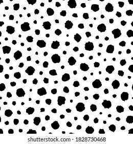 Dalmation Or Leopard Polka Dot. Seamless Pattern Polkadot. Point Scattered Background. Irregular Polkadots. Handdrawn Dots Texture. Messy Random Circle. Hand Drawn Dots. Design Prints. Illustration