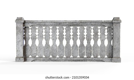 A Damaged And Faded Concrete Barricade Isolated On White Background  3d Render