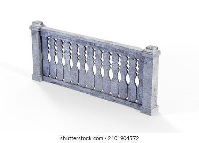 A Damaged And Faded Concrete Barricade Isolated On White Background  3d Render